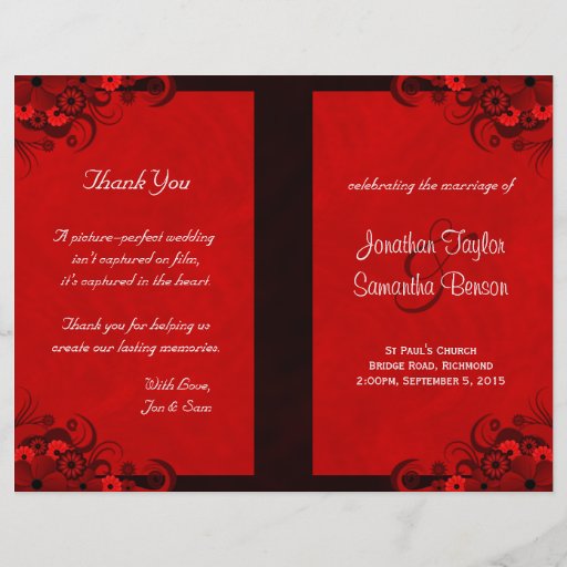 Ceremonia y banquete de boda rojos del programa de tarjetones