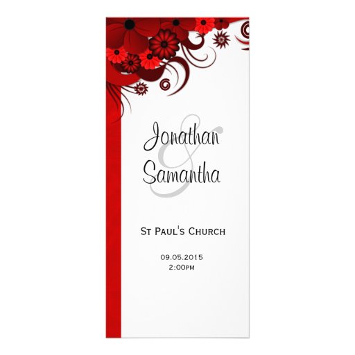 Ceremonia y banquete de boda rojos del programa de diseño de tarjeta publicitaria