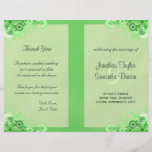 Ceremonia y banquete de boda verdes del programa d flyer a todo color