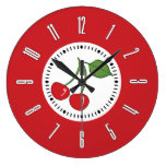 Cereza retra roja reloj de pared