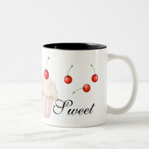 Cerezas de la n de las magdalenas tazas de café