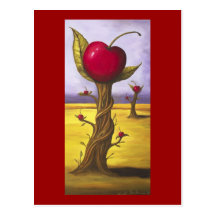 Cerezo surrealista tarjetas postales
