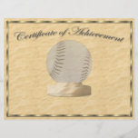 Certificado del béisbol de logro tarjetas informativas