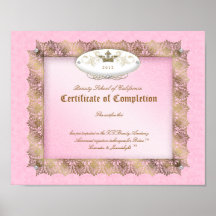 Certificado del diploma de la belleza de oro del r poster
