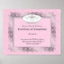 Certificado del diploma de la belleza de rosa de l poster