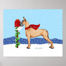 Cervatillo del correo del navidad de great dane poster