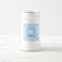 Cerveza azul clara Stein del diseño del corazón Taza De Café