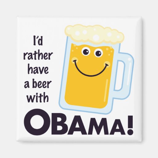 Cerveza con el imán de Obama