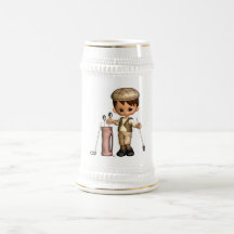Cerveza Stein del dibujo animado del golfista Taza De Café