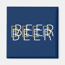 CERVEZA Vision doble - azul, oro y blanco Imán Para Frigorifico