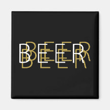 CERVEZA Vision doble - blanco, negro y oro Imanes De Nevera