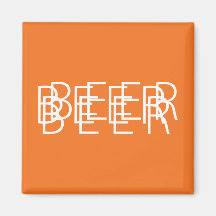 CERVEZA Vision doble - naranja y blanco Imanes De Nevera