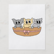 Cesta con 3 gatitos, historieta tarjetón