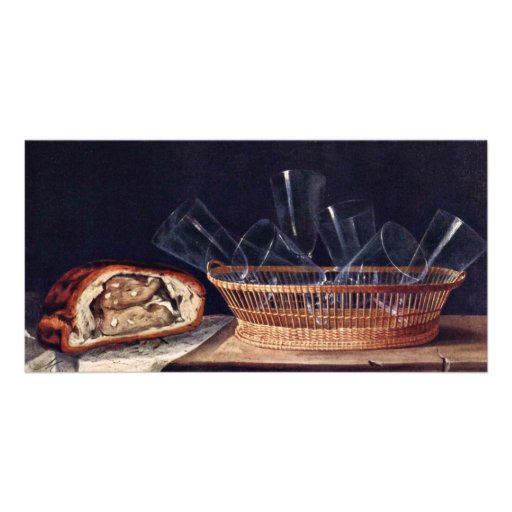 Cesta con la empanada de cristal y una letra por S Tarjeta Con Foto Personalizada