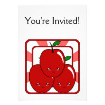 Cesta de Kawaii Apple (muchacho) Invitacion Personal