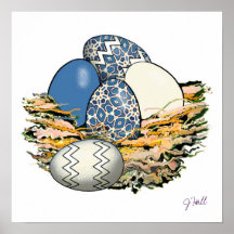 Cesta de los huevos de Pascua coloridos 03 Impresiones