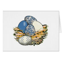 Cesta de los huevos de Pascua coloridos 03 Tarjetas