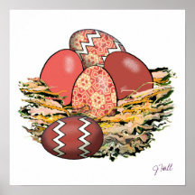 Cesta de los huevos de Pascua coloridos 05 Posters
