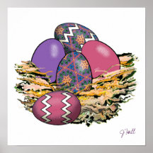 Cesta de los huevos de Pascua coloridos 06 Poster
