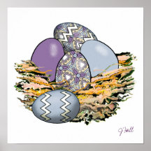 Cesta de los huevos de Pascua coloridos 10 Posters