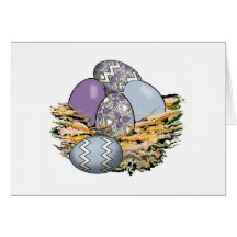 Cesta de los huevos de Pascua coloridos 10 Tarjeta