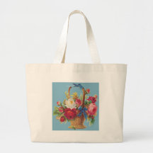 Cesta de rosas en azul bolsas