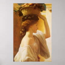 Cesta del chica w de fruta, Victorian del vintage  Posters