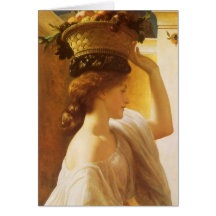 Cesta del chica w de fruta, Victorian del vintage  Tarjeta