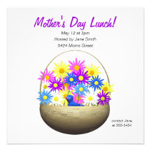Cesta del día de madres de almuerzo de las margari invitaciones personalizada