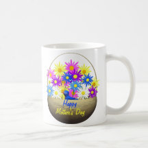 Cesta feliz del día de madres de margaritas y de p taza