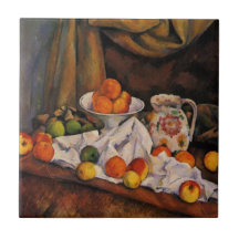 Cezanne: Ilustraciones del cuenco de fruta, de la  Azulejos