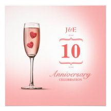Champán rosado - invitación del aniversario de bod