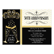 Champán y 50.as invitaciones del aniversario de Ch Invitacion Personalizada