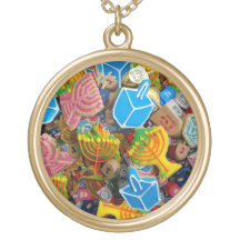 Chanukah Menorahs, Dreidels, Gelt Colgantes