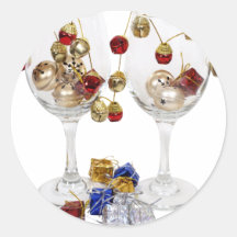CheerfulWineGlasses053110 Pegatina Redonda