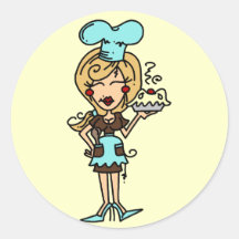 Chef de repostería de sexo femenino - camisetas y  pegatina redonda