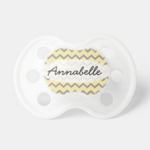 Chevron amarillo y gris personalizado chupetes para bebes