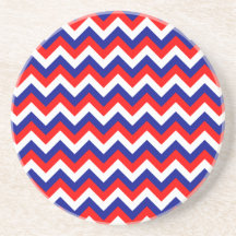 Chevron azul blanco rojo posavaso para bebida