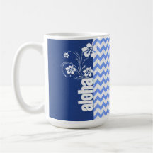 Chevron azul; Hawaiana Tazas De Café