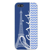 Chevron azul; París iPhone 5 Fundas