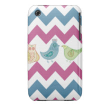 Chevron azul púrpura raya el búho caprichoso de lo iPhone 3 carcasa