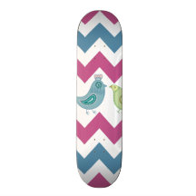 Chevron azul púrpura raya el búho caprichoso de lo tabla de skate