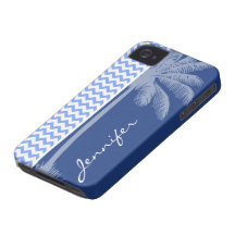 Chevron azul tropical iPhone 4 carcasa