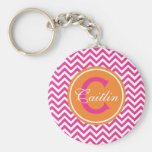 Chevron de muy buen gusto en rosas fuertes llavero personalizado