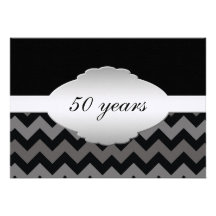 Chevron negro y gris elegante invitaciones personales 