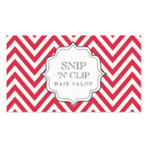 Chevron rojo y blanco raya tarjetas del estilista plantilla de tarjeta de visita