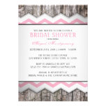 Chevron rosado y ducha nupcial rústica de madera invitaciones personales 