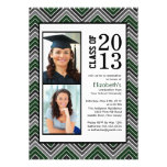 Chevron verde moderno raya la graduación de la fot invitación