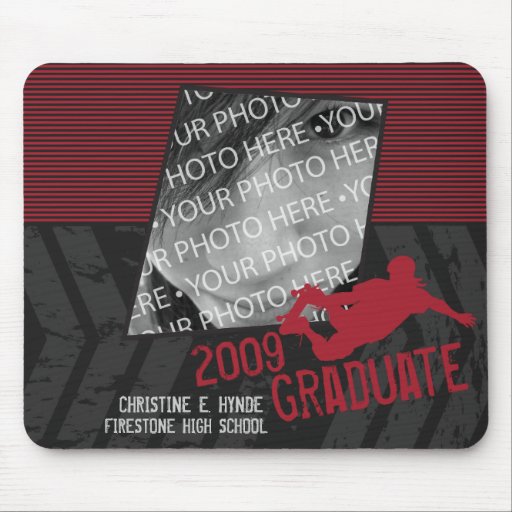 Chica 2009 del Graduado-Patinador Mousepad (rojo) Alfombrillas De Ratón