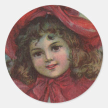 Chica antiguo pegatina redonda